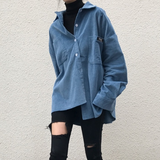 Corduroy Patch Jacket Spring Long Sleeve Shirt Baggy Coat