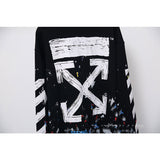 Off White Zipper Hoodie Fireworks Paint-Splashing Style Graffiti High Quality Zipper Hoodie Loose Men and Women