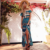 Women Dresses Printed Split Maxi Dress