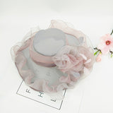 Kentucky Derby Hats Fluffy Curling Mesh Wide Brim Hat