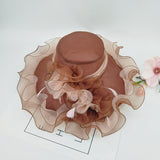 Kentucky Derby Hats Fluffy Curling Mesh Wide Brim Hat