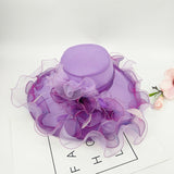 Kentucky Derby Hats Fluffy Curling Mesh Wide Brim Hat