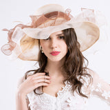 Kentucky Derby Hats Fluffy Curling Mesh Wide Brim Hat
