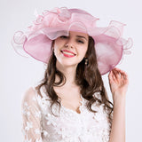 Kentucky Derby Hats Fluffy Curling Mesh Wide Brim Hat