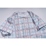 Men T Shirt Summer Casual Tops Summer Casual Cartoon Bear Printed Plaid Short Sleeve T-shirt