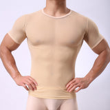 Transparent Shirt for Men Tight Sexy Mesh Transparent Short Sleeve T-shirt