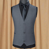 Tuxedo Vests Spring and Autumn Business Slim Gray Suit Vest Men's Suit Vest Leisure Professional Vest Men's Vest