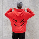 Smiley Face Hoodie Graffiti Smiley Face Hoodie Sweater Men's Hip Hop Loose Coat