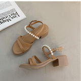 Nude Block Heel Sandals Chunky Heel Pumps