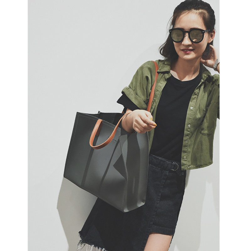 The Teacher Tote Tote Bag Big Bag Shoulder Bag Women's Bag Autumn and Winter Simplicity Commuter Soft Leather Large Capacity