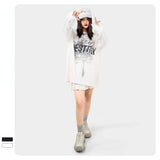Slogan Graphic Hoodie Autumn and Winter Men and Women Same Letter Print Top