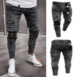 J Shaped Jeans New Men's Jeans Ripped Stretch Feet Pants