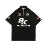 Blackair T Shirt Retro Biker's Style T-shirt Polo Stand Collar
