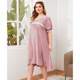 Women Plus Size Midi Dresses Polka Dot Lace Stitching Dress