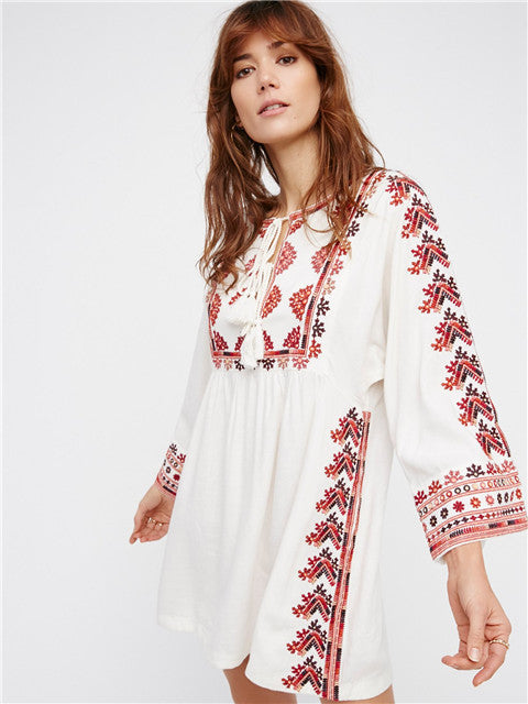 Summer Embroidered Shirt Dress