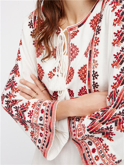 Summer Embroidered Shirt Dress