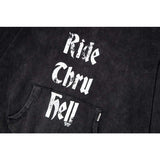 Present Hoodie Letter Print Distressed Zipper Hoodie for Men and Women