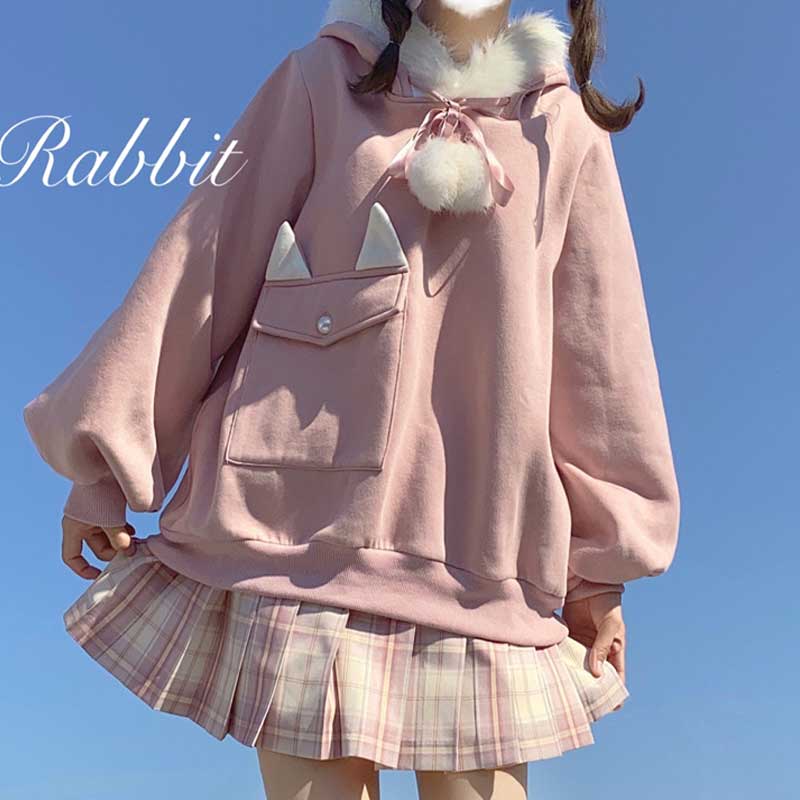 Gothic Lolita Harajuku Style Clothing Fall/Winter New Hooded Loose Sweater