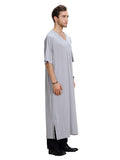 Mens Thobes Cropped V-neck Men's Robe