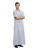Mens Thobes Muslim Short Sleeve Solid Color Men's Robe