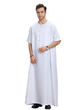 Mens Thobes Muslim Short Sleeve Solid Color Men's Robe