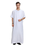 Mens Thobes Muslim Short Sleeve Solid Color Men's Robe
