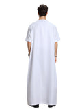 Mens Thobes Muslim Short Sleeve Solid Color Men's Robe
