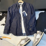 Denim Shirts Men's Long Sleeve Baggy Coat