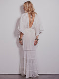 Women Dresses Bohemian V-neck Robe Vacation Backless Dress