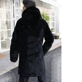 Beaver Coat Men's Fur Coat Hooded Mid-Length Large Size Casual
