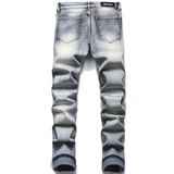 J Shaped Jeans New Men's Jeans Slim Straight Zip Pleated Trousers