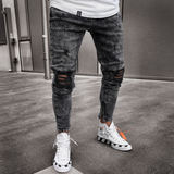 J Shaped Jeans New Men's Jeans Ripped Stretch Feet Pants