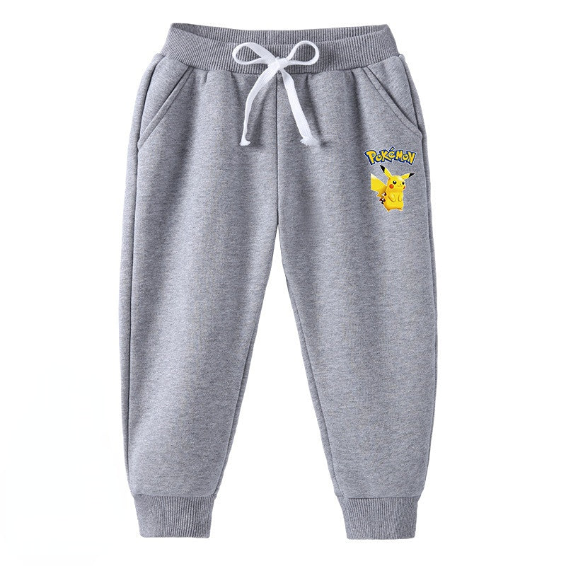 Children Pokemon Pikachu Pants Thickened Warm Sweatpants Children's Trousers