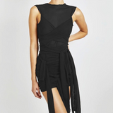 Kesha Black Dress Women's Fashion Design Sheer Mesh Sexy Backless Slim Fit Sheath Dress
