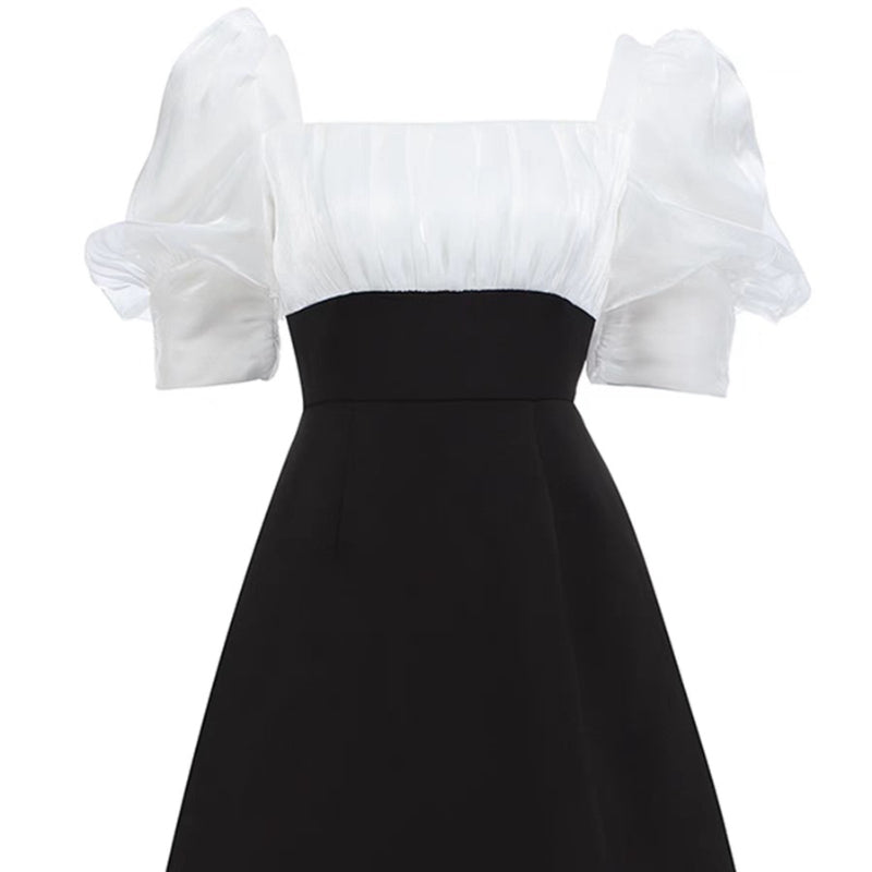 Black and White Dress French Retro Hepburn Style Black and White Dress