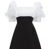 Black and White Dress French Retro Hepburn Style Black and White Dress