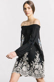 off-Shoulder Ethnic Style Floral Embroidered Loose Dress