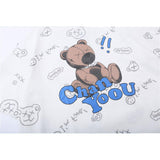 Men's T Shirt Summer Casual Tops Cartoon Bear Full Printed Short Sleeve T-shirt Men's round Neck Half Sleeve Idle Style Trendy Half Sleeve