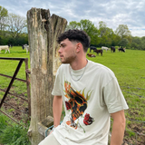 Present T Shirt Rose Skull Print Distressed round Neck T-shirt