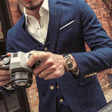 Seersucker Suit Two-Button Three-Piece Suit for Men