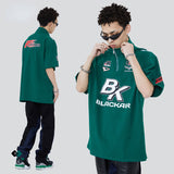 Blackair T Shirt Retro Biker's Style T-shirt Polo Stand Collar