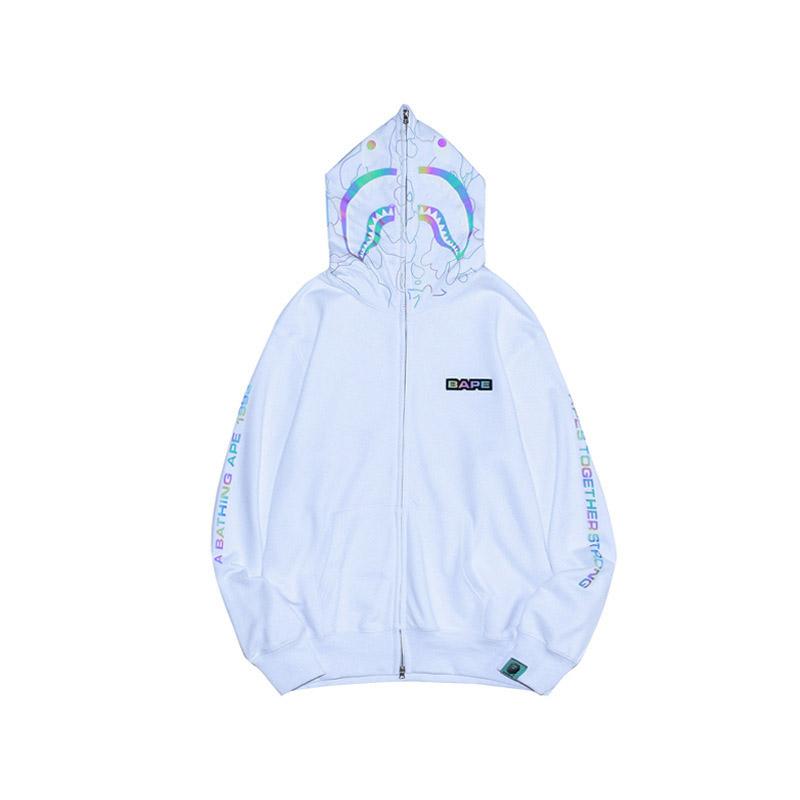 Shark Print Hoodie Shark Sweater Reflective Color Ape Head Coat Hooded Hoodie