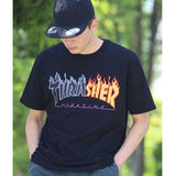 Thrasher T Shirt Flame Classic Limited Purple Fire Couple T-shirt Shirt