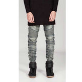 J Shaped Jeans New Men's Jeans 3D Cutting Slim Elastic Skinny Pants Motorcycle