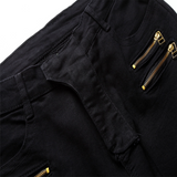 J Shaped Jeans Men's Jeans Motorcycle Style Stretch Skinny Pleated Trendy