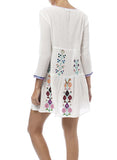 Women Dresses Ethnic Style Floral Embroidered Elegant Dress