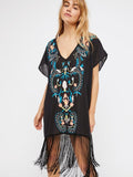 Embroidered Little Flower Robe Vacation Style Dress