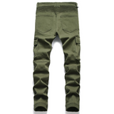 J Shaped Jeans Men's Motorcycle Elastic Pleated Zipper Tooling Large Size