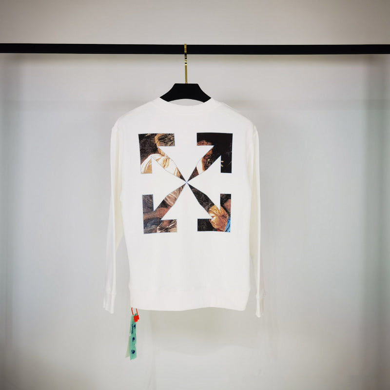 Off White Sweatshirts Long Sleeve round Neck Neck Sweater Autumn Oil Painting Series round Neck Men and Women