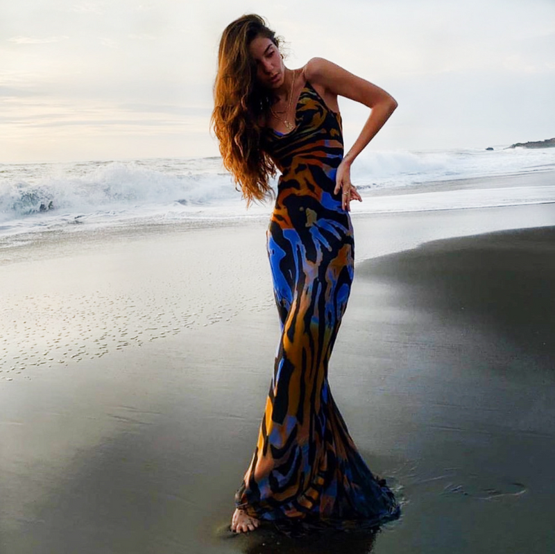 Bella Hadid Dress Sexy Sling Backless Maxi Dress